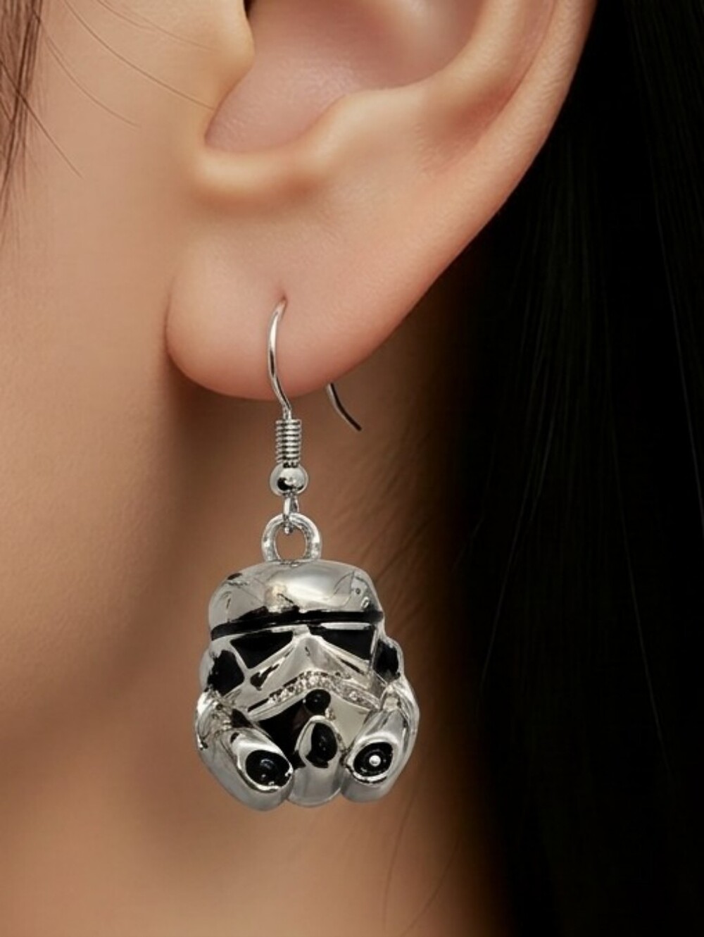 Star Wars Stormtrooper 3D Dangle Earrings Silver Disney Fandom Cosplay Geek Chic